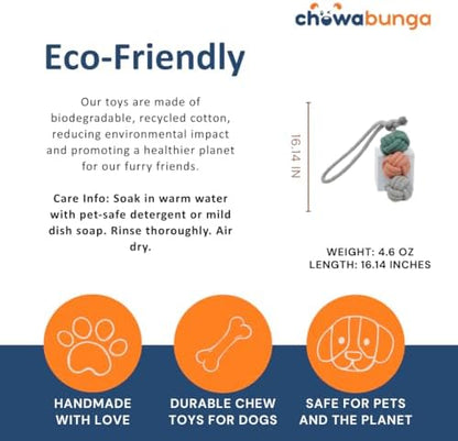 Rope Ball Dog Toy, Ice Cream Scoops - Eco Cotton Dog Rope Ball Dog Tug Toy with Fetch Toy Loop Handle - Natural, Non-Toxic Dyes, Tug of War Dog Toy for Small & Medium Dogs