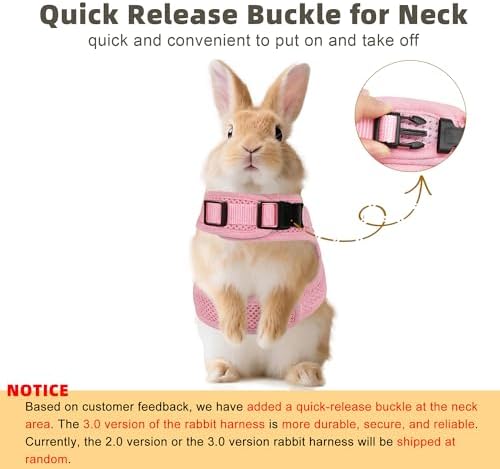 AIITLE Breathable Bunny Harness and Leash Set with Cute Bow, Pink L