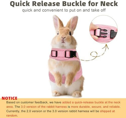AIITLE Breathable Bunny Harness and Leash Set with Cute Bow, Pink L