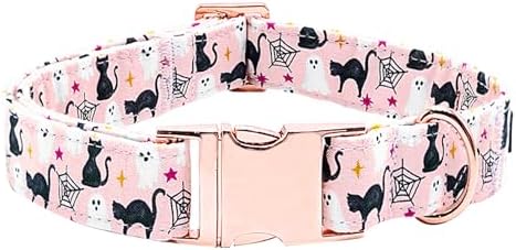 Dog Collars, Halloween Pet Collar Fall Dog Collar Ghost Print Pet Collar Durable Metal Collar Cute Boy Girl Dog Collars Adjustable Dog Collar for Medium Dogs