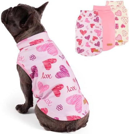 KYEESE 3Pack Valentines Dog Sweater, Soft Dog Sweaters for Small Dogs, Stretchy Dogs Sweatshirt, Fleece Pet Clothes, Warm Turtleneck Small Pet Sweater, Comfy Pets Shirt Vest,L