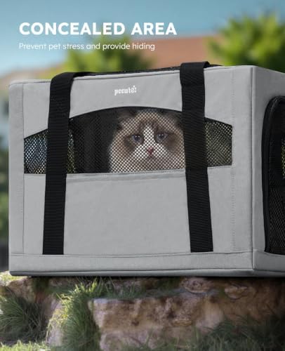 Pecute Cat Carrier Stable, Pet Carrier with Privacy Partition,Gray