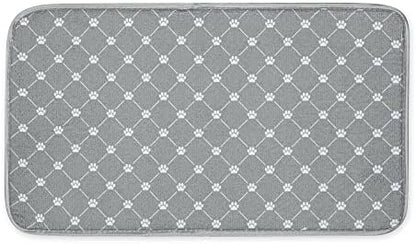 Bone Dry Machine Washable, Ultra Absorbent Pet Mat, 10x18, Gray Trellis Print
