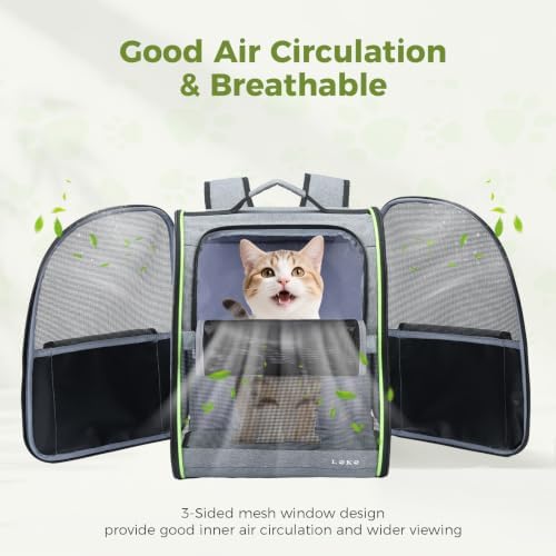 Lekereise Cat Backpack Carriers, Dog Carrier Backpacks with Breathable Mesh for Small Medium Cats Dogs Puppy Up to 18 Lbs, Pet Foldable Carrying Backpack Ventilated for Travel Hiking Collapsible