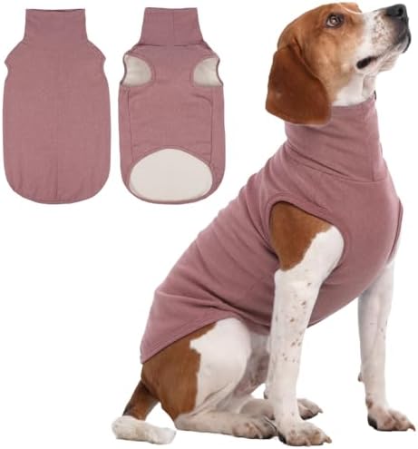 IECOii XL Dog Sweater - Stretch Fleece Vest with Turtleneck - DarkRed,XL