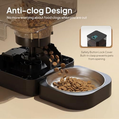 VOLUAS Automatic Cat Feeder, 4L Timed Dry Food Dispenser for Cats & Dogs