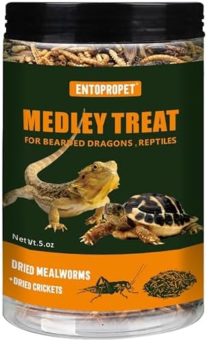 Dried Mealworms & Crickets Medley Treat for Bearded Dragons 5oz