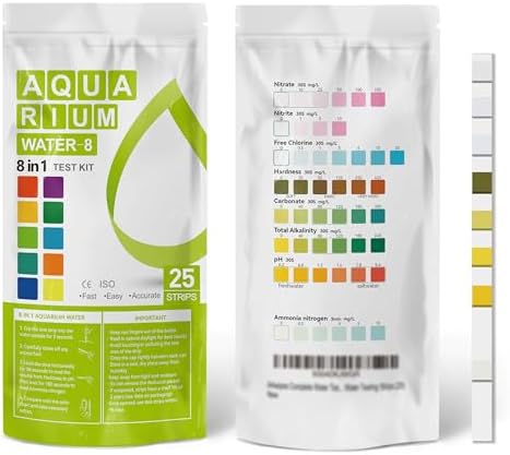 AAwipes Aquarium Ammonia Test Strips 8-in-1 |25 Strips | Quick & Accurate Water Testing Test pH, Ammonia, Alkalinity, Hardness, Chlorine, Nitrite, etc. (K02-25)