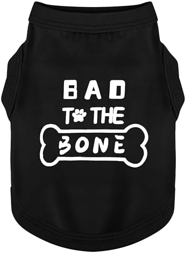 Discover Cozy Cotton Canine Wear: Soft, Lightweight, and Breathable Dog Shirt Vest with Eye-Catching Graphics(Bad to the Bone), Keeping Your Furry Friend Warm and Comfy! Black XL