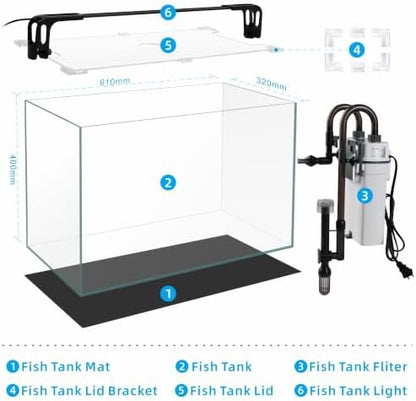 Vimvins 20 Gallon Glass Fish Tank