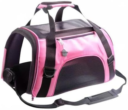 ZaneSun Cat Carrier,Soft-Sided Pet Travel Carrier for Cats,Dogs Puppy Comfort Portable Foldable Pet Bag Airline Approved (LightPink)