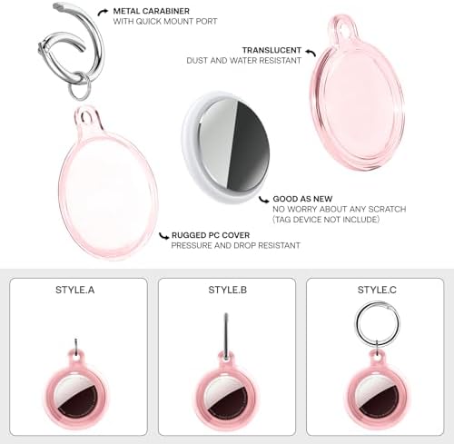 4 Pack Case for Apple AirTag Holder with Keychain, Waterproof & Anti-Scratch Protect Cover Compatible with Airtags, for AirTag 2nd & 1st Generation, Accessories Air Tagholder for Keys, Bags, Pet