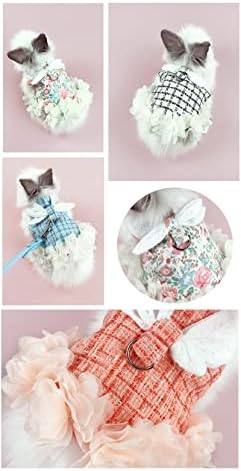 Bunny Rabbit Ferret Harness and Leash Set, Bunny Clothes for Rabbits, Small Animal Guinea Pig Dress Clothes for Kitten Ferret Chihuahua Puppy Mini Dog and Small Animals Harnesses (M, Orange)