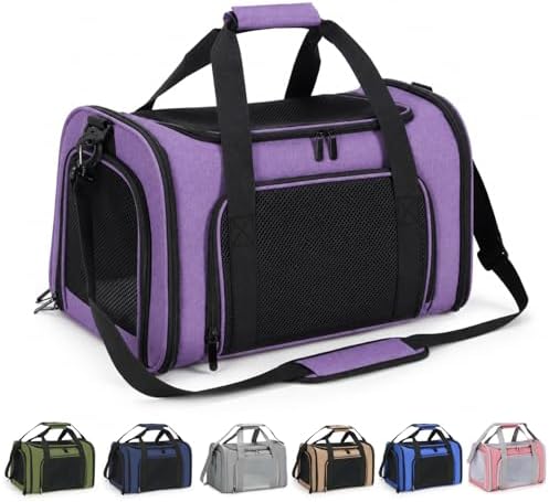 Pet Carrier for Cats and Small Dogs Up to 15 lb,Purple, Medium