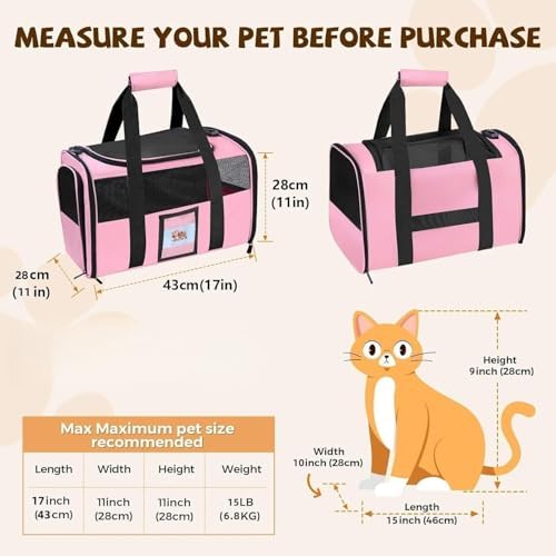 Large Soft Cat Carrier Up to 28 Lbs, Washable Pet Bag Medium to Big Pets