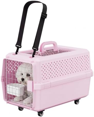 RIZZARI Hard-Sided Carrier: Opening Top Rolling Crate Ventilated 25 lbs