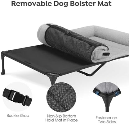 Veehoo Elevated Dog Beds Large Sized Dog with Fluffy Plush Bolster Cushion