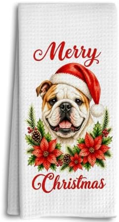 Christmas English Bulldog Kitchen Dish Towels Dishcloth 16x24 Inch