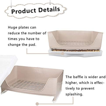 PINVNBY Large Rabbit Litter Box,Plastic Bunny Litter Pan with Drawer,Small Animals Trainer Corner Toilet Box for Adult Guinea Pigs Chinchilla Ferret Hedgehog (Brown)