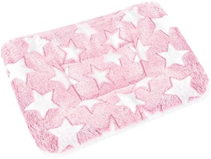 Small Animal Bed Mat, Soft & Warm, Suitable for Guinea Pig, Hamster, Rabbit, Rat and Bearded Dragon (XX-Large(19.7''x15.7''), Star Pink)