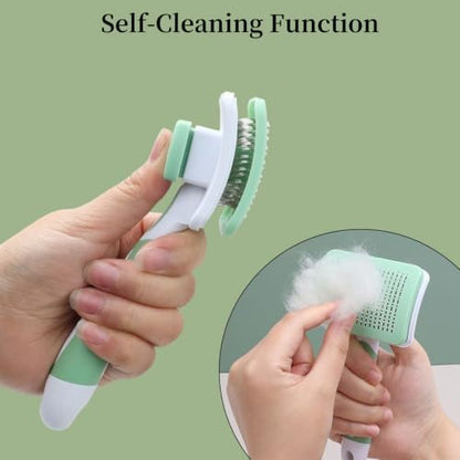 Self-Cleaning Slicker Dog Brush for Large Long-Haired Breeds (Red, Black)