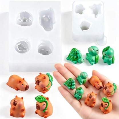 Mini Turtle & Capybara Silicone Molds for DIY Fairy Garden Landscape Decor