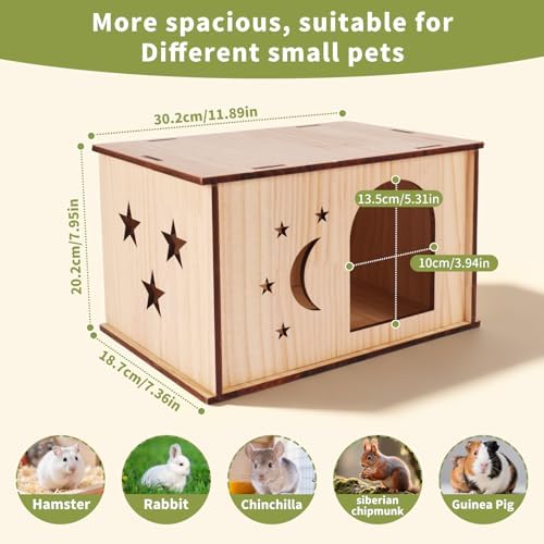 Wooden Guinea Pig House – Natural Wood Hideout for Chinchilla