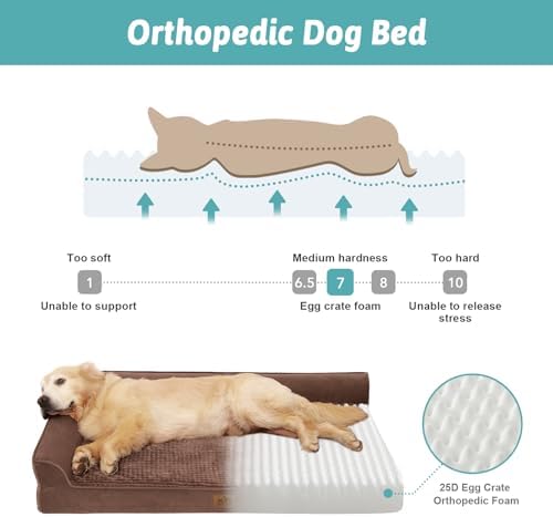 COZY KISS Orthopedic Dog Bed for Extra Large Dogs, L Shaped XXL 48x35 inch