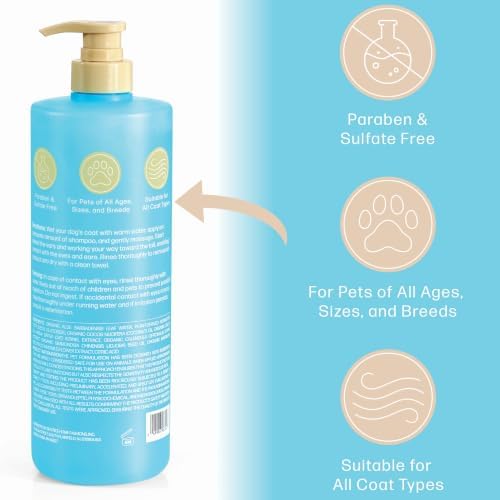 Bliss Pet Oatmeal Dog Shampoo Conditioner and Detangler, 33.8 Fl Oz