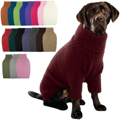 IECOii XXL Dog Sweater,Thermal Knit Turtleneck Big Dog Sweater with Sleeve