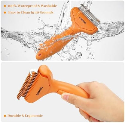 Undercoat Rake & Self-Cleaning Deshedding Brush, Orange