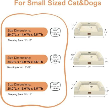 NANUYA Orthopedic Dog Bed for Medium Dogs, 28 x 19 Inch, Beige