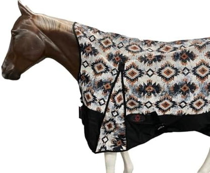 1200 Denier Horse Rain Sheet (Waterproof/Breathable & Wind Proof Turnout Sheet) Horse Breathable Rainsheet (Aztec-Beige, 74)