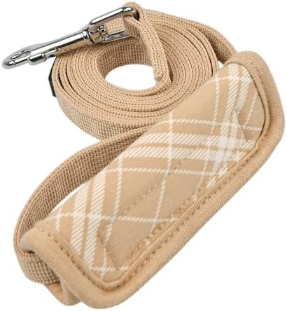 Puppia Cowin Dog Leash Checkered Pattern for Small and Medium Dog, Beige, Medium