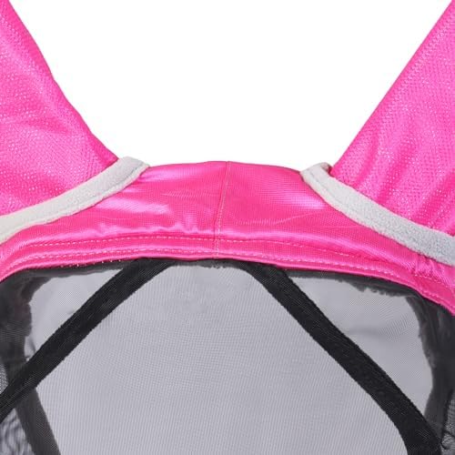 Harrison Howard CareMaster Pro Luminous Horse Fly Mask Standard with Ears UV Protection for Horse Flamingo M Cob