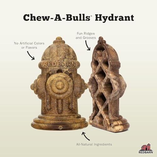 Redbarn Chew-A-Bulls, 12 Pack – Medium Hydrant Shape Dog Dental Treats – Daily Oral Care with Fun Ridges & Grooves, All Natural Ingredients, Highly Digestible Chews & Low in Fat