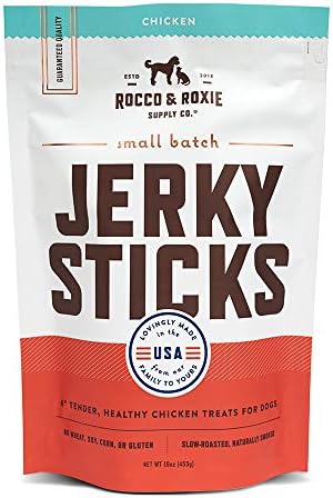 Rocco & Roxie Chicken Jerky Dog Treats, Soft Training Chews, 1 lb, USA Made