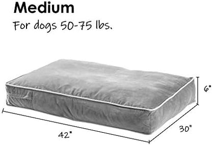 South Pine Porch Buddy Reversible Rectangle Pillow Style Microfiber Dog Bed with Removable, Machine-Washable Cover, Denim, Medium (42 in. x 30 in.)
