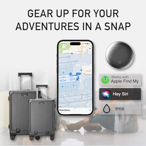 4-Pack Air Tracker Tags: [Apple MFi Certified] Works with Apple Find My (iOS Only) for Worldwide Tracking, Bluetooth Locator with Replaceable Battery for Keys, Pets, Cars, Luggage, Backpacks