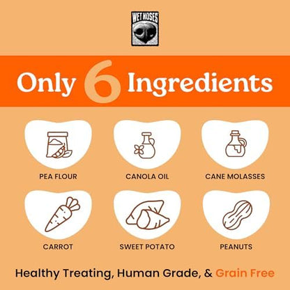 Wet Noses Organic Crunchy Dog Treats Grain Free – All-Natural, Human-Grade, Non-GMO, Healthy Training & Delicious Snacks for Dogs, for All Dog Sizes & Breeds – Carrot & Sweet Potato, 14oz (2 Pack)