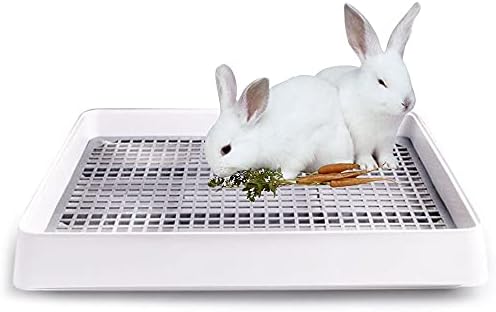 Rabbit Litter Box with Grid 22x18in, Potty Training Pan for Adult Animals
