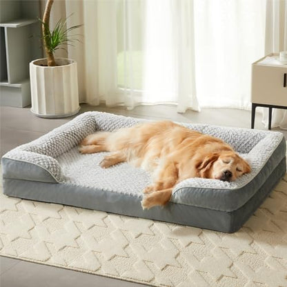 LEXTRO Orthopedic Dog Beds for Large Dogs, Comfy Washable Dog Couch Bed