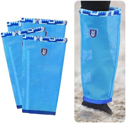 Fine Mesh Fly Boots Loose Fitting & Non-Slip Horse Fly Leggings Fleece Air Flow (Set of 4)
