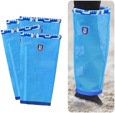 Fine Mesh Fly Boots Loose Fitting & Non-Slip Horse Fly Leggings Fleece Air Flow (Set of 4)