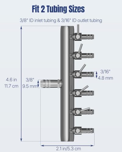 Pawfly 6-Way Aquarium Air Manifold for 3/16" & 3/8" Airline Tubing
