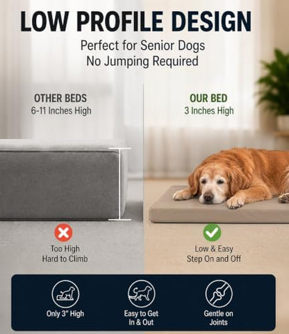 Waterproof Dog Bed for Crate Pad, Leather Pet Mat with Wipeable Removable Cover, Large Size Crate Mat