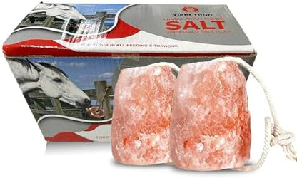 Himalayan Lick Animal Salt Block on Rope (Pack of 2) (Approx. 9 lbs) 100% Natural and Organic for Horses/Deer/Livestock- Free of Harmeful Chemicals