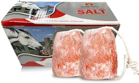 Himalayan Lick Animal Salt Block on Rope (Pack of 2) (Approx. 9 lbs) 100% Natural and Organic for Horses/Deer/Livestock- Free of Harmeful Chemicals