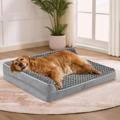 XL Orthopedic Dog Bed for Large Sized Dogs, 42"x30"x7.5", Grey