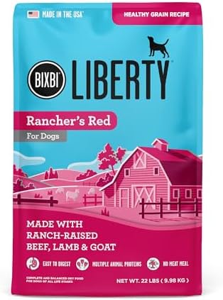 BIXBI Liberty Ancient Grains Dry Dog Food, Rancher’s Red Recipe – Fresh Meat, High Protein, Wholesome Grains – USA Made, 22 lbs